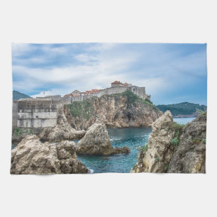 Dubrovnik walls view from sea kitchen towel