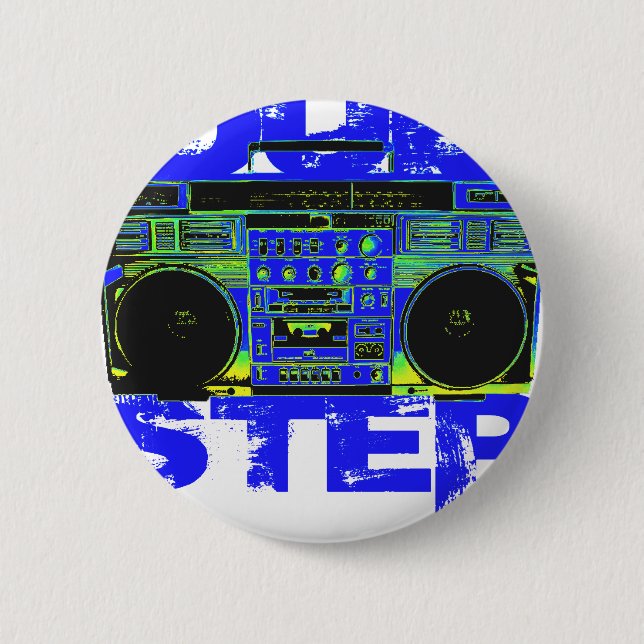 Dubstep Blue Boombox 2 Inch Round Button (Front)