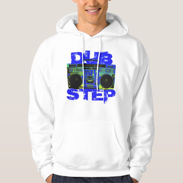 Dubstep Blue Boombox Hoodie (Front)