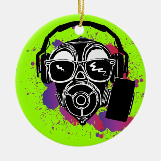 Dubstep Gasmask Ceramic Ornament (Front)