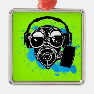 Dubstep Gasmask Metal Ornament