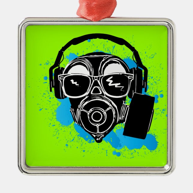 Dubstep Gasmask Metal Ornament (Front)