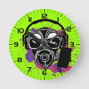 Dubstep Gasmask Round Clock