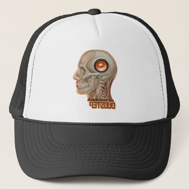 Dubstep woofer brain trucker hat (Front)