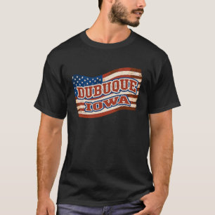 Dubuque City Iowa Vintage American Flag T-Shirt