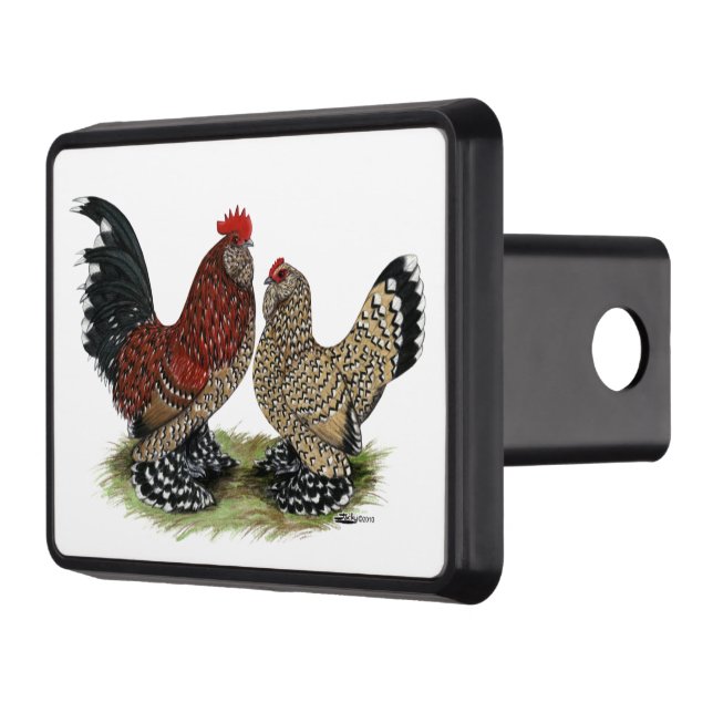 D'Uccle Bantams:  Mille Fleur Trailer Hitch Cover (Left)