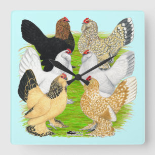 D'Uccles Six Hens Square Wall Clock