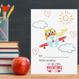Duck & Airplane, Cute Funny Kids Valentine's Day Holiday Card