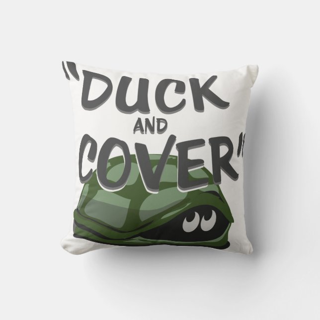 Duck and Cover Throw Pillow (Front)