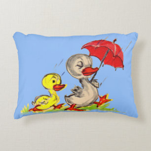 duck and duckling print accent pillow