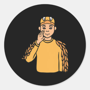 Duck Animal ASL Hand Gesture Deaf Hearing Loss Awa Classic Round Sticker