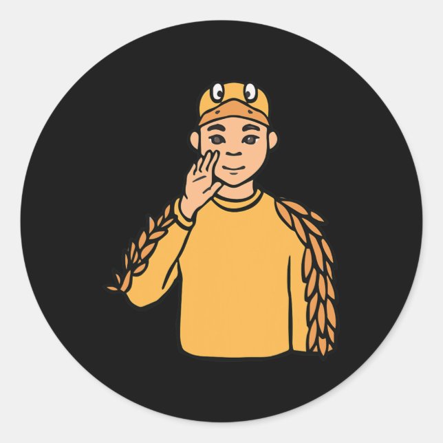 Duck Animal ASL Hand Gesture Deaf Hearing Loss Awa Classic Round Sticker (Front)