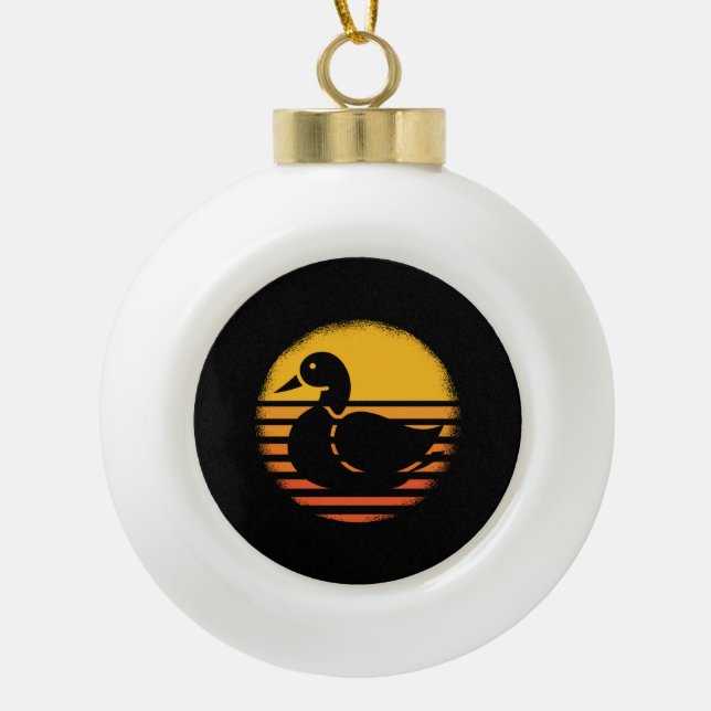Duck Animal Retro Ceramic Ball Christmas Ornament (Front)
