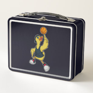 Duck as Baskeball player with Basketball Metal Lunch Box