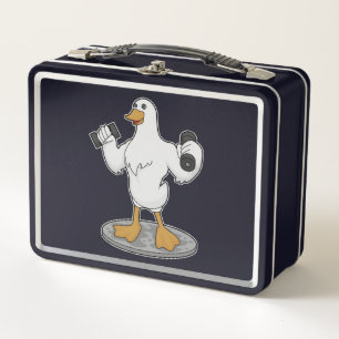 Duck as Bodybuilder with Dumbbells Metal Lunch Box