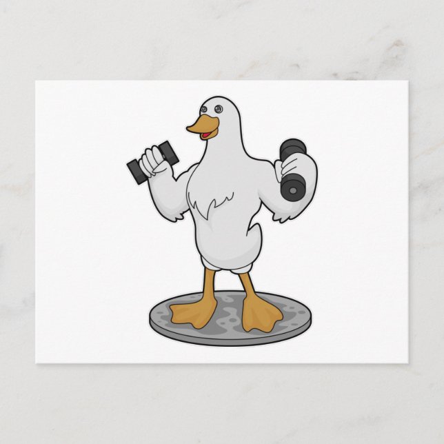 Duck as Bodybuilder with Dumbbells Postcard (Front)
