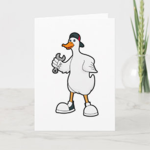 Duck as Craftsman with Tool & Cap Card