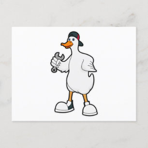 Duck as Craftsman with Tool & Cap Postcard