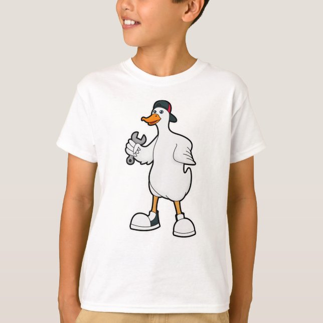 Duck as Craftsman with Tool & Cap T-Shirt (Front)
