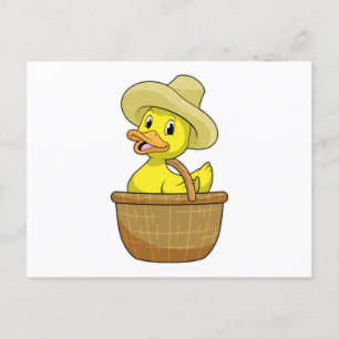 Duck as Farmer with Basket Postcard