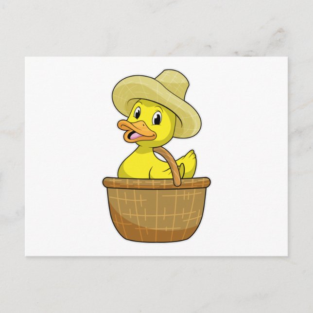 Duck as Farmer with Basket Postcard (Front)