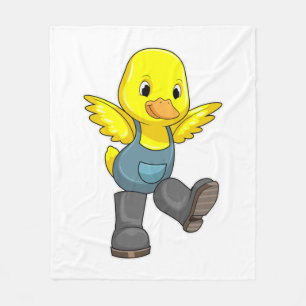Duck as Farmer with Boots Fleece Blanket