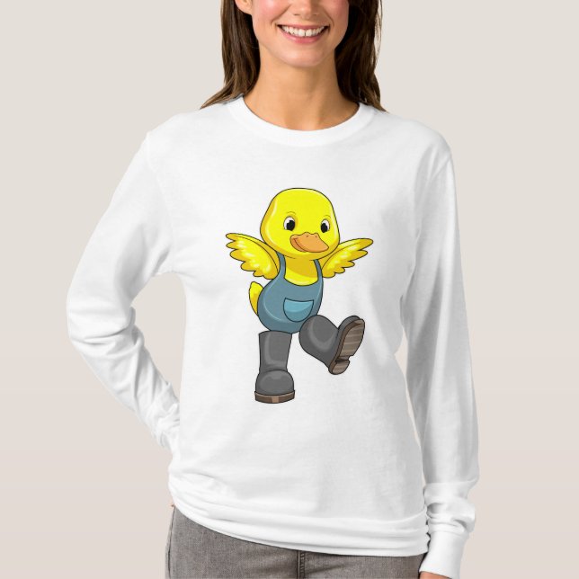 Duck as Farmer with Boots T-Shirt (Front)
