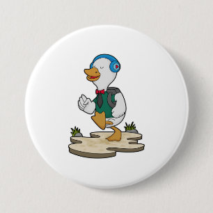 Duck as Hiker with Backpack 3 Inch Round Button