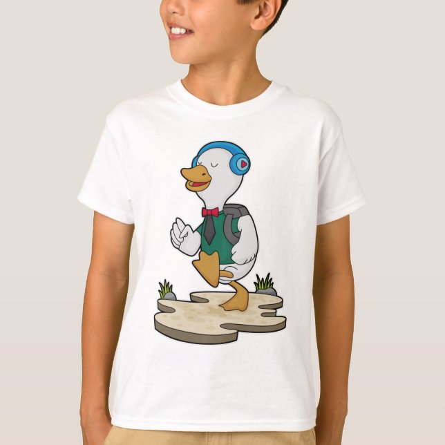 Duck as Hiker with Backpack T-Shirt (Front)