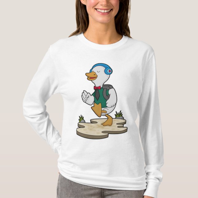 Duck as Hiker with Backpack T-Shirt (Front)