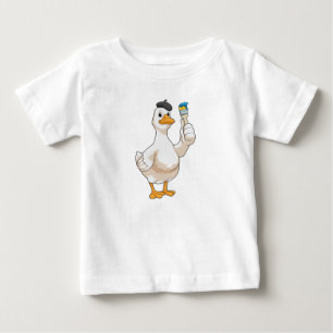 Duck as Painter with Paint brush Baby T-Shirt