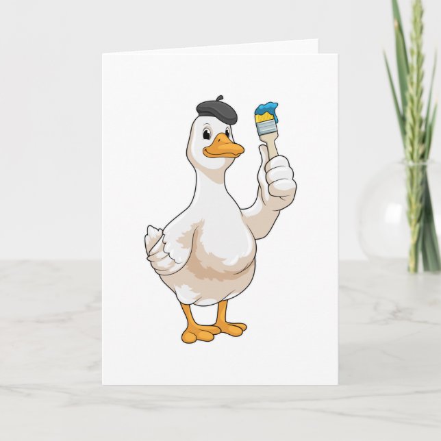 Duck as Painter with Paint brush Card (Front)