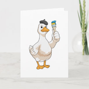 Duck as Painter with Paint brush Card