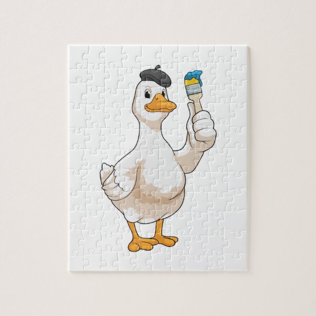 Duck as Painter with Paint brush Jigsaw Puzzle (Vertical)