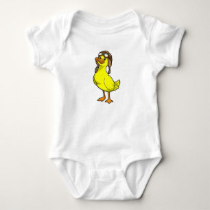 Duck as Pilot with Cap & Goggles Baby Bodysuit