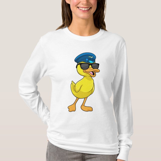Duck as Pilot with Pilot hat T-Shirt (Front)