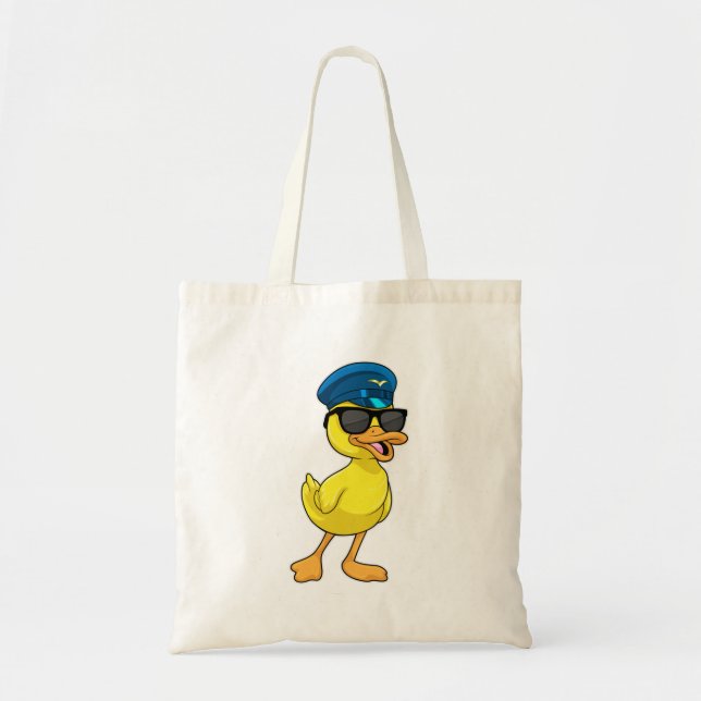 Duck as Pilot with Pilot hat Tote Bag (Front)