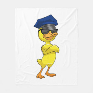 Duck as Police officer with Police cap Fleece Blanket