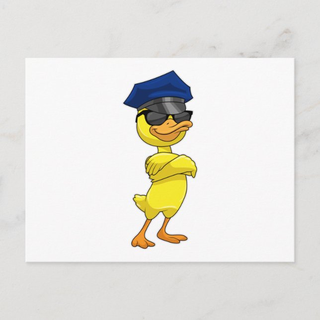 Duck as Police officer with Police cap Postcard (Front)