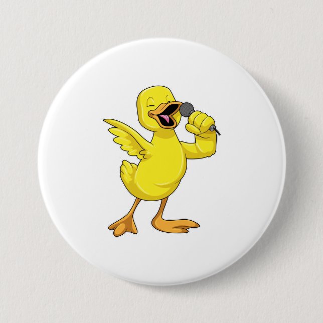 Duck as Singer with Microphone 3 Inch Round Button (Front)