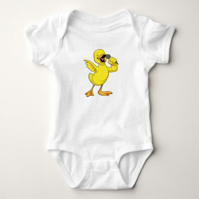 Duck as Singer with Microphone Baby Bodysuit (Front)
