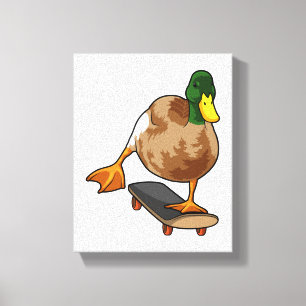 Duck as Skater with Skateboard Canvas Print