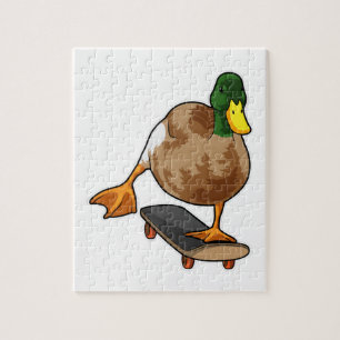 Duck as Skater with Skateboard Jigsaw Puzzle