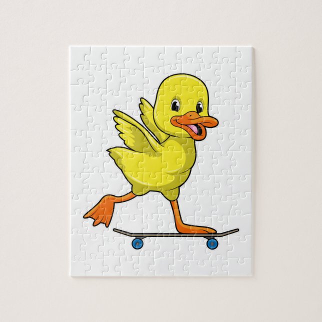 Duck as Skater with Skateboard Jigsaw Puzzle (Vertical)