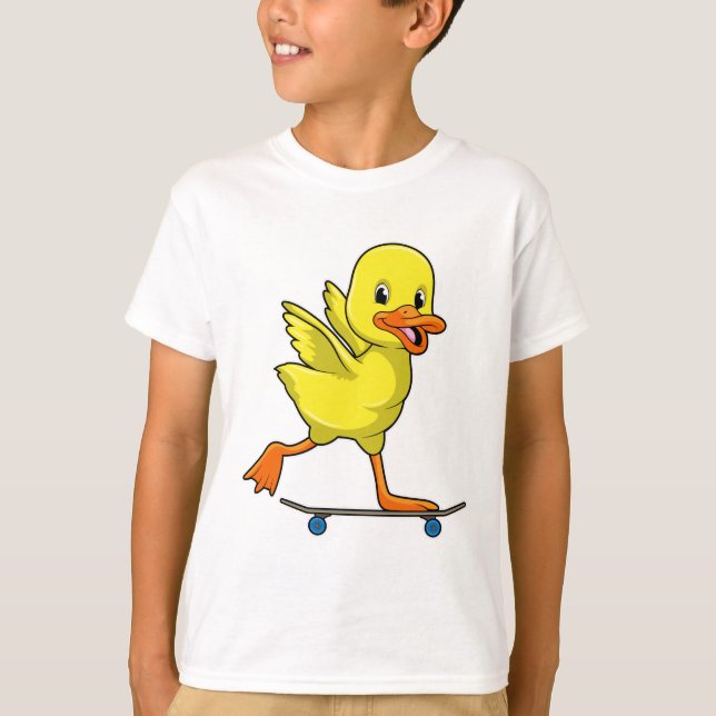 Duck as Skater with Skateboard T-Shirt (Front)