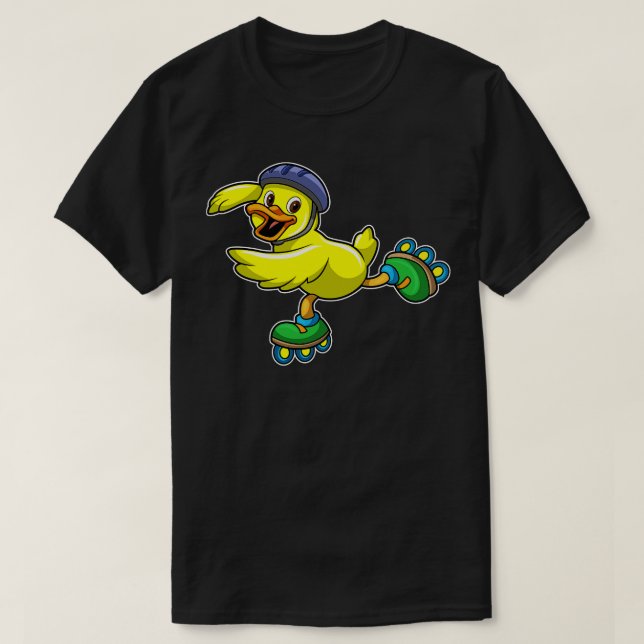 Duck as Skater with Skates Helmet T-Shirt (Design Front)
