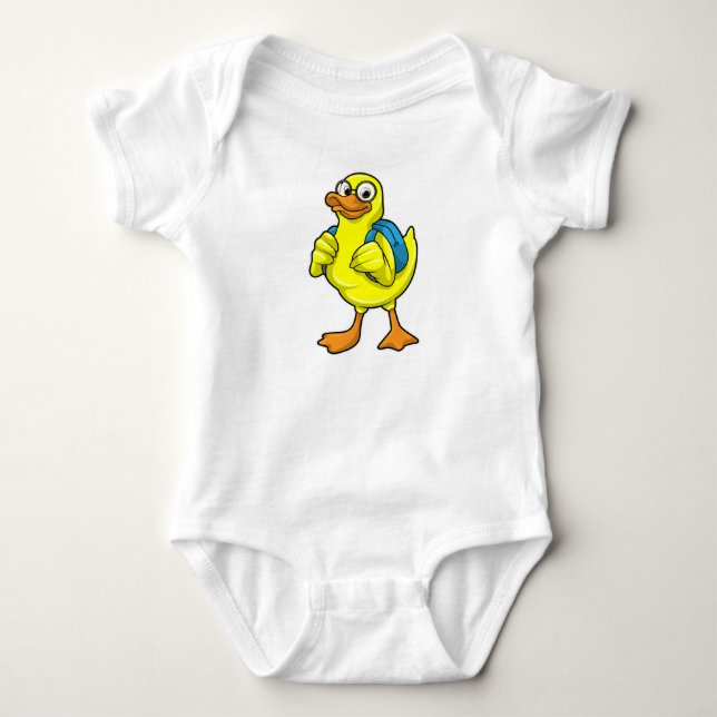 Duck as Student with Backpack Baby Bodysuit (Front)
