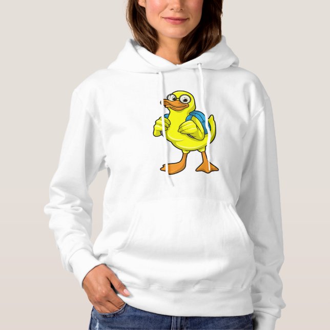 Duck as Student with Backpack Hoodie (Front)