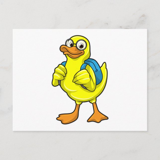 Duck as Student with Backpack Postcard (Front)