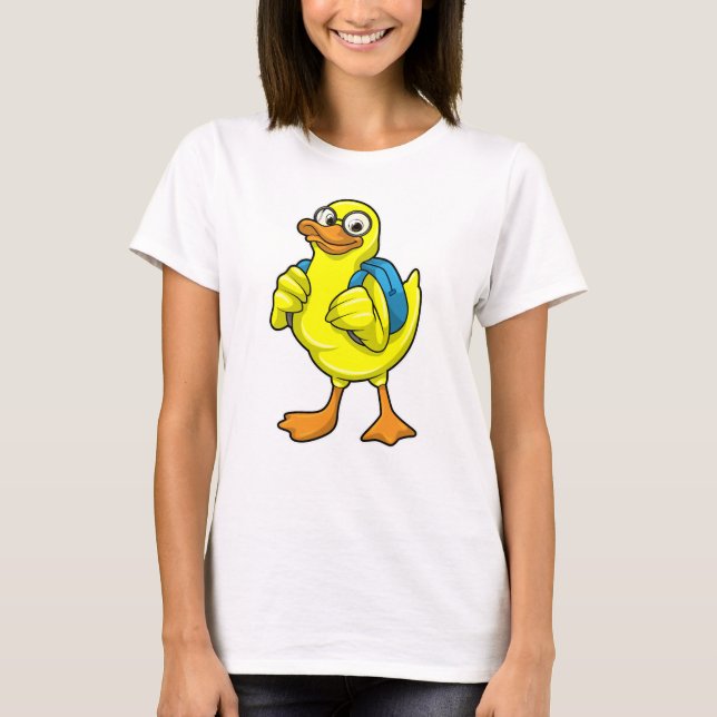 Duck as Student with Backpack T-Shirt (Front)